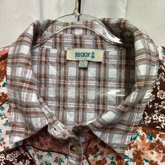 Rockin C Patchwork Quilted Shirt Jacket Cottagecore Boho Size XL - Picture 4 of 7